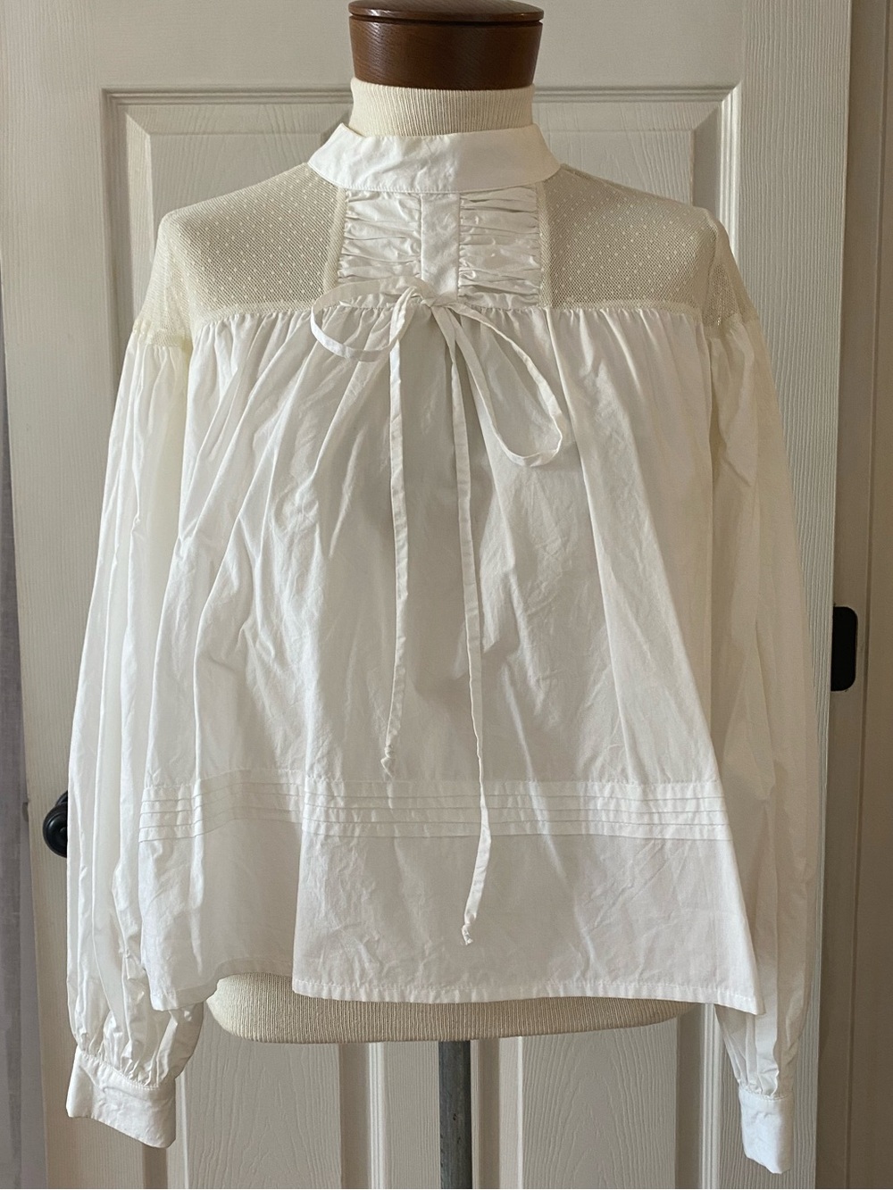 White Tie-Neck Victorian-Inspired Blouse